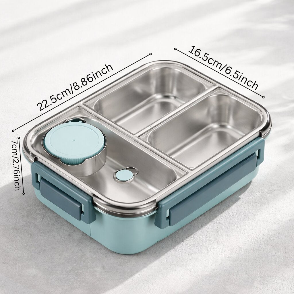 Bento-matlåda – Indelad innerbricka, lock med klämfäste, såskopp