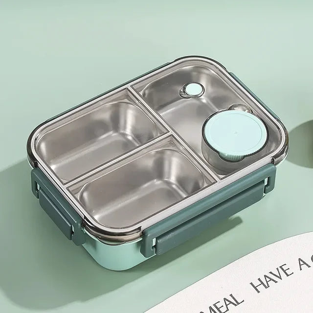 Bento-matlåda – Indelad innerbricka, lock med klämfäste, såskopp