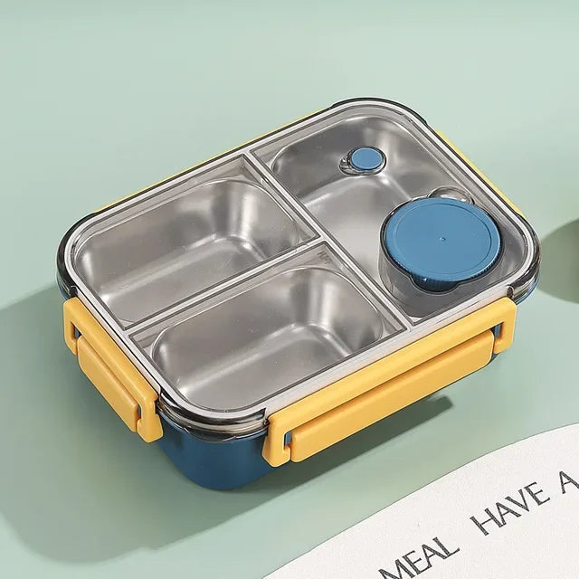 Bento-matlåda – Indelad innerbricka, lock med klämfäste, såskopp
