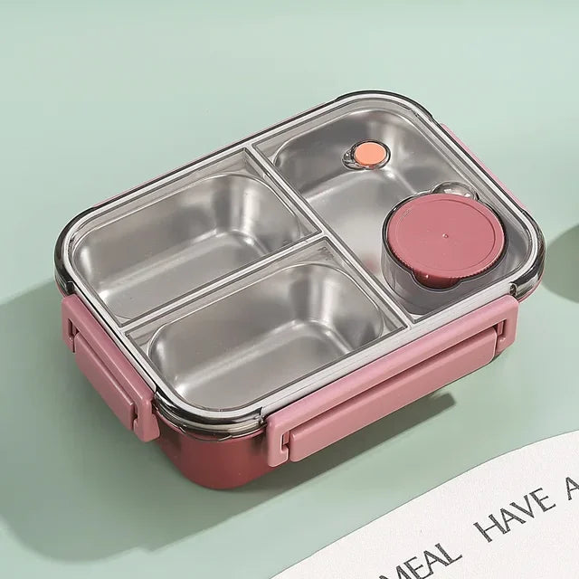 Bento-matlåda – Indelad innerbricka, lock med klämfäste, såskopp