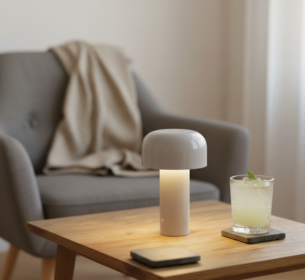 Bordslampa i svampform – glansig yta