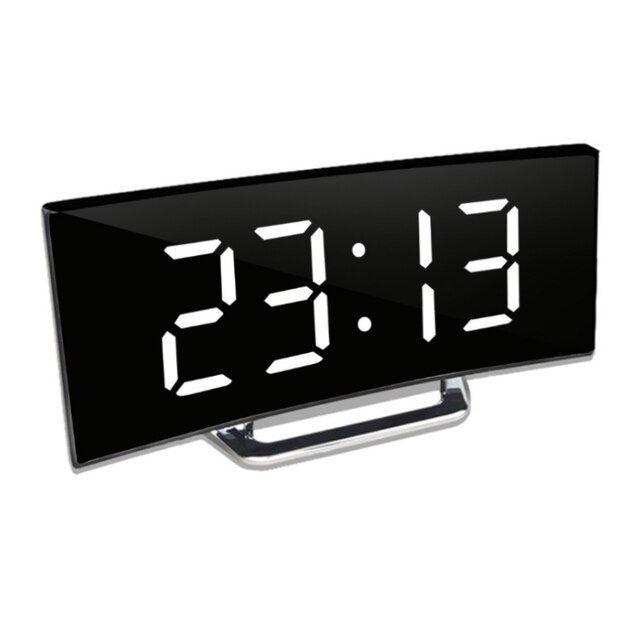 Digital väckarklocka med böjd skärm – LED-spegeldisplay