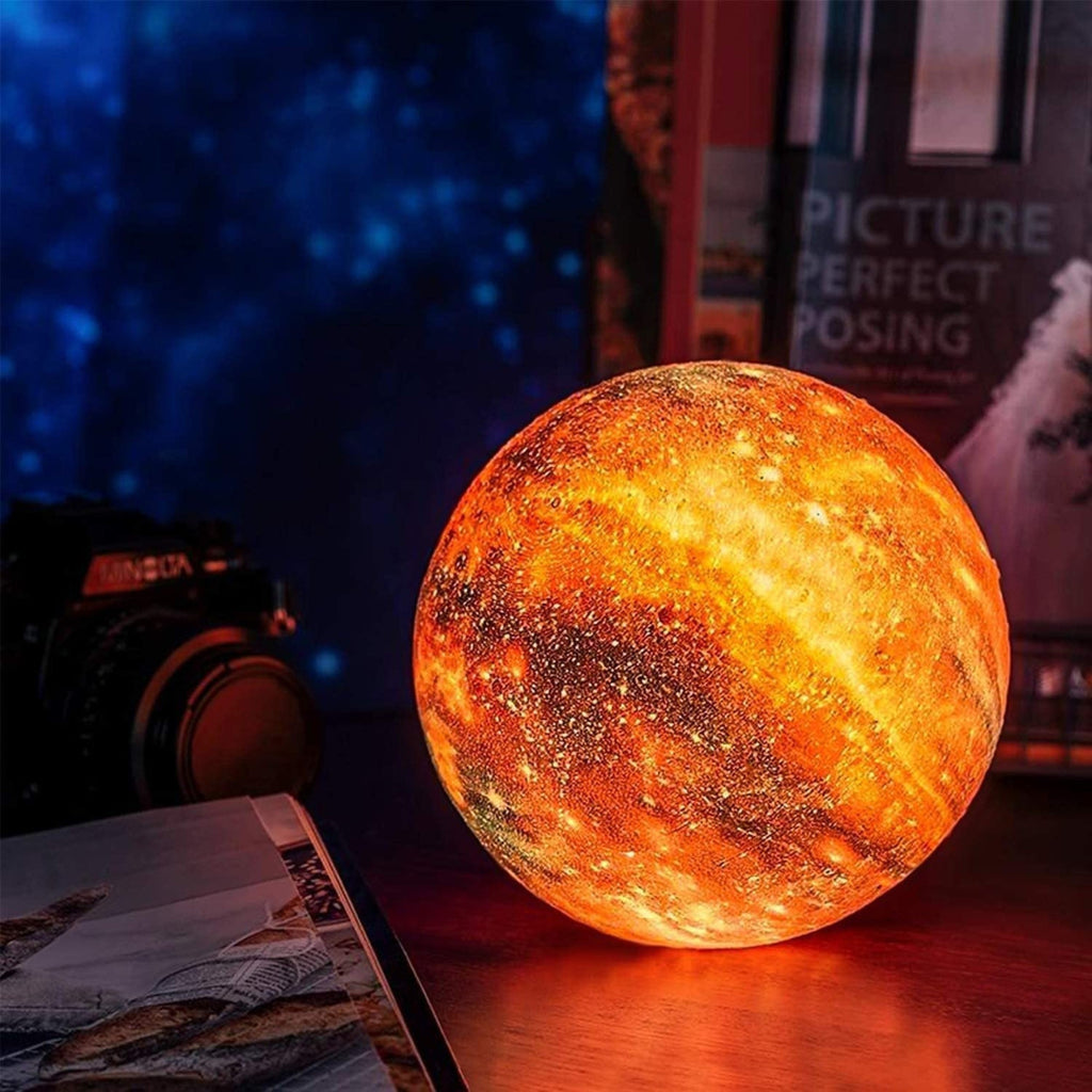 Galaxy Moon-lampa - LED-nattlampa med träställ