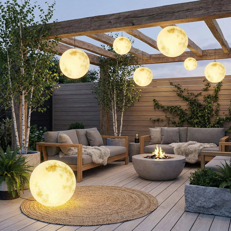 LED-Månlampa Rund Glob För Upphängning Eller Fristående Placering