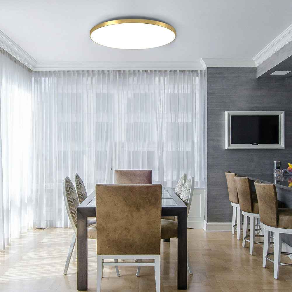 LED-taklampa för utanpåliggande montering - Rund, slimmad panel med metallkant