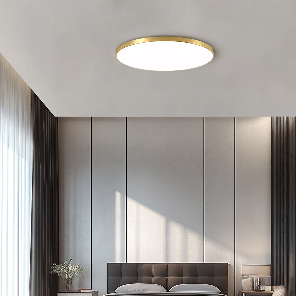 LED-taklampa för utanpåliggande montering - Rund, slimmad panel med metallkant