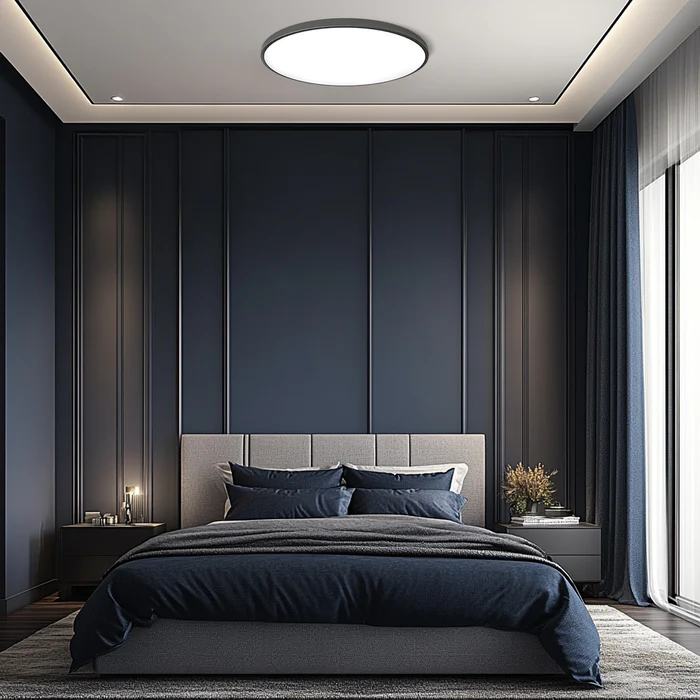 LED-taklampa för utanpåliggande montering - Rund, slimmad panel med metallkant