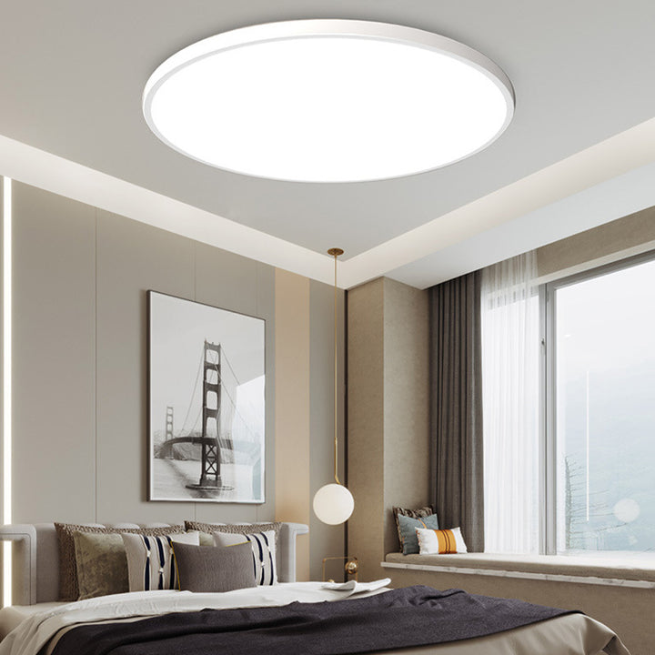 LED-taklampa för utanpåliggande montering - Rund, slimmad panel med metallkant