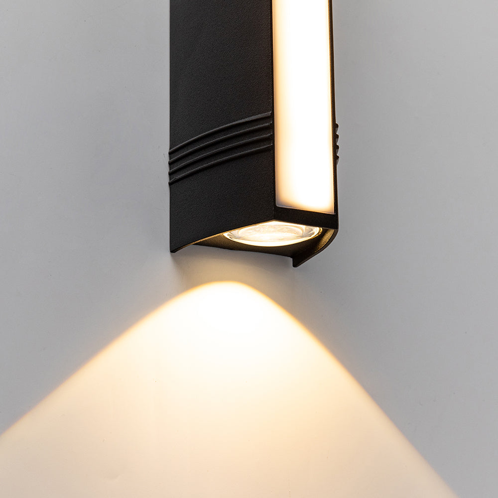 LED-vägglampa - Vertikal rektangulär stav med upp- och nedåtriktat ljus