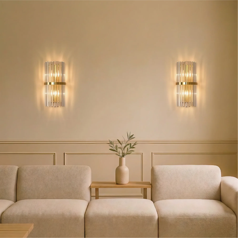 LED vägglampa – Kristalliknande prismor