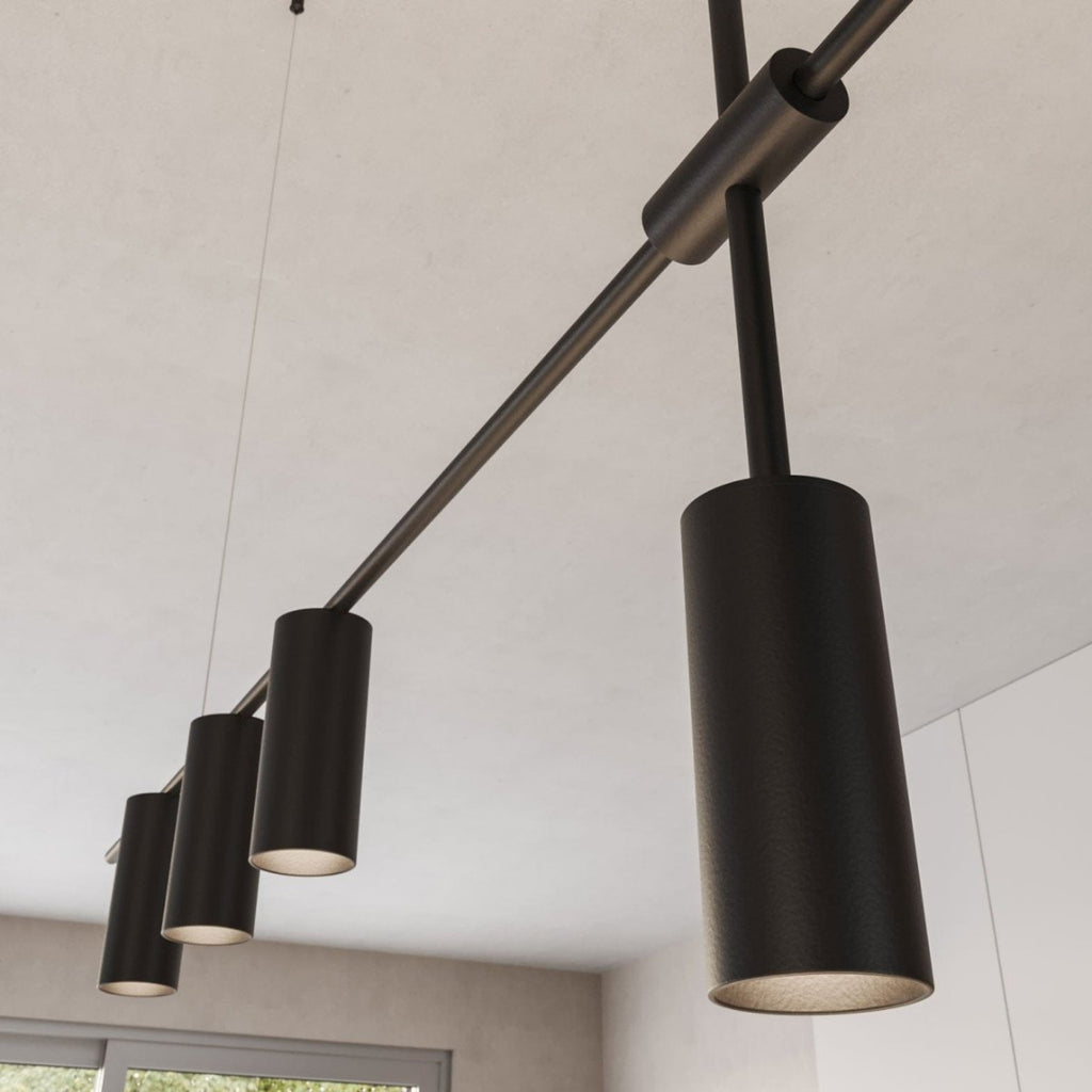 Linjär taklampa med horisontell stång – cylindriska spotlights