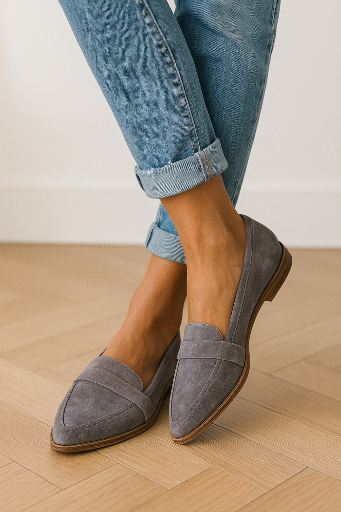 Loafers för dam – spetsiga slip-on-loafers