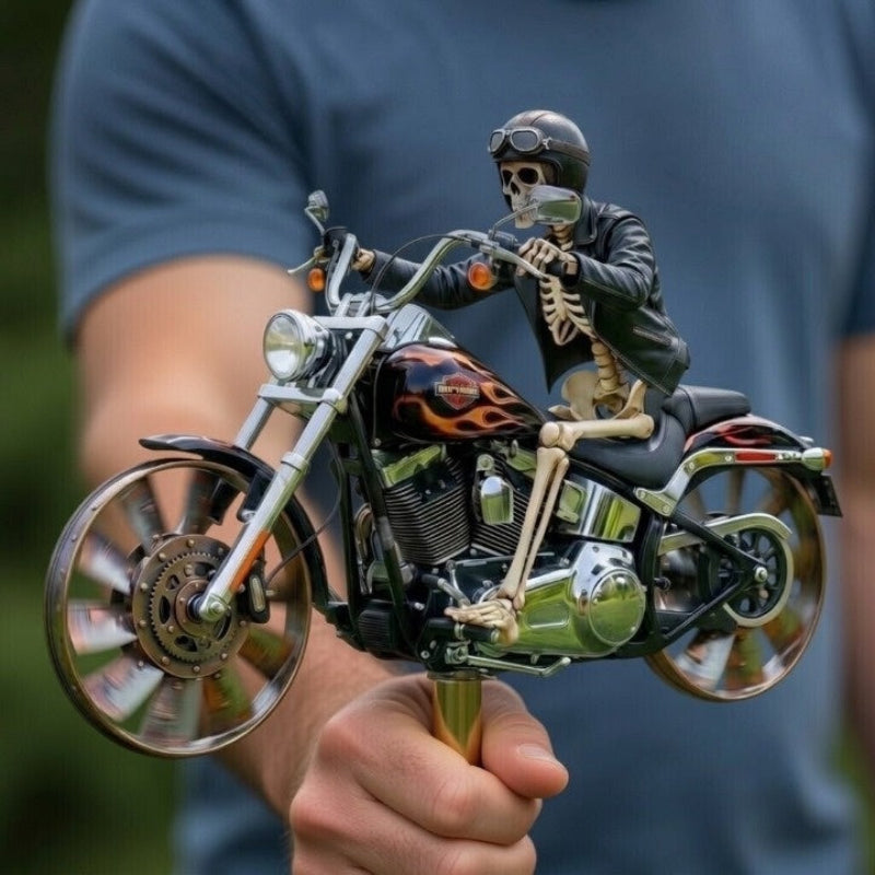  Motorcykelvindspinner – Trädgårdspinne med skelettförare