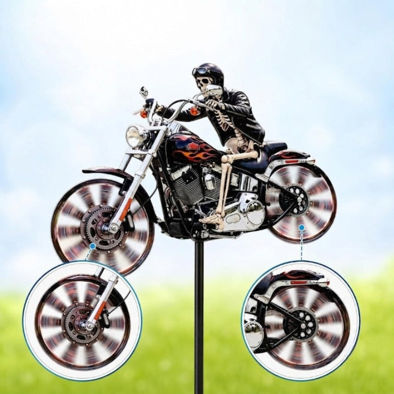 Motorcykelvindspinner – Trädgårdspinne med skelettförare