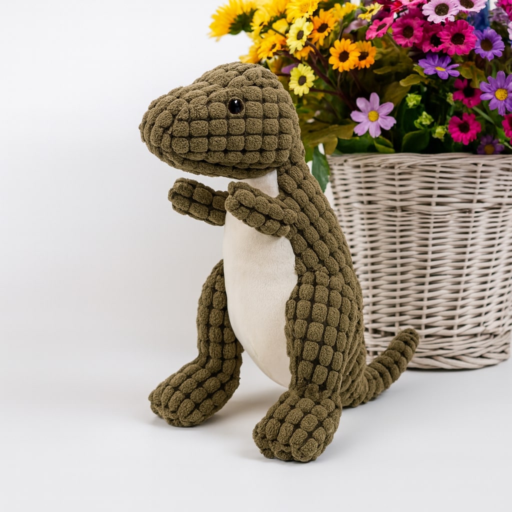 Plyschleksak för hund – Dinosaurie