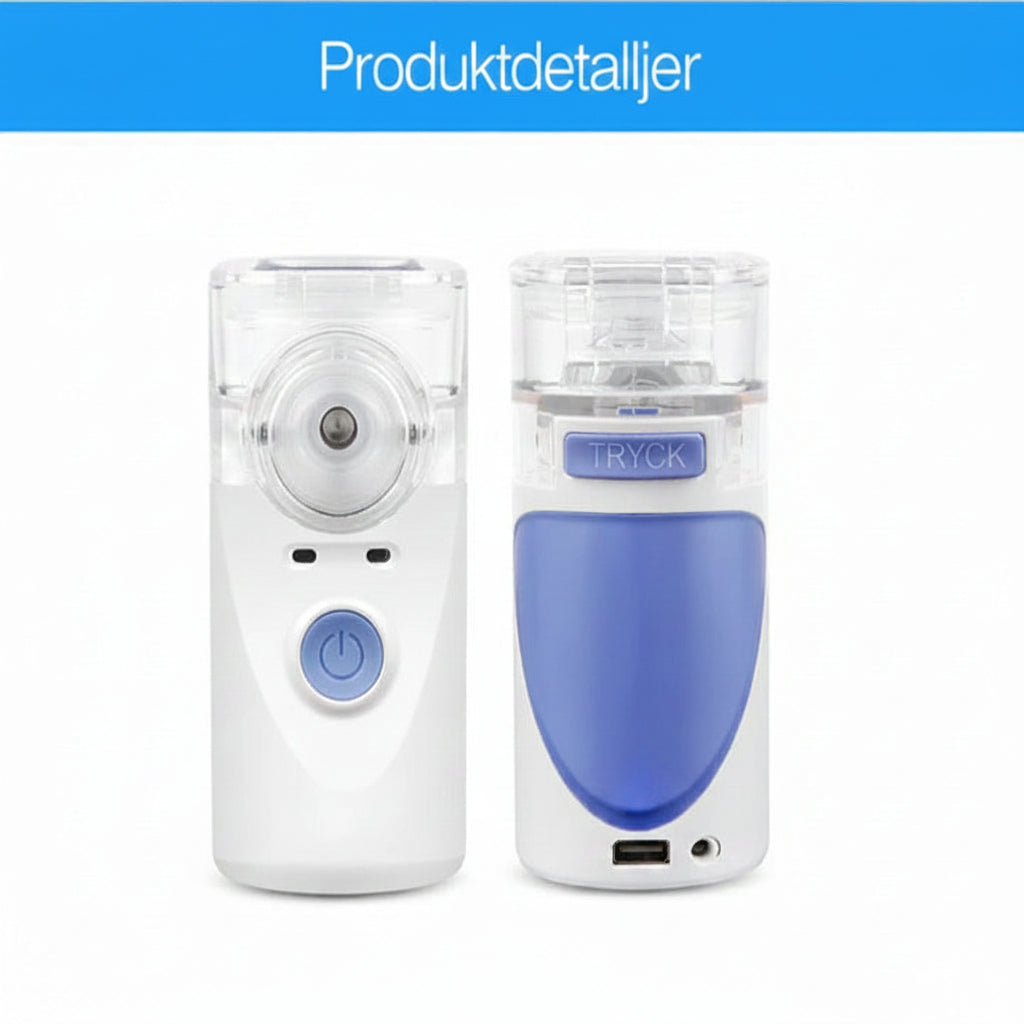 Portabel mesh-nebulisator med ansiktsmask - Handhållen inhalator