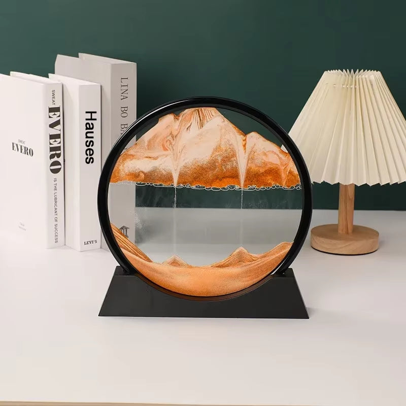 Rörlig sandkonst - Rund ram med ställ för bordsdisplay