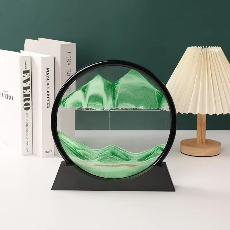 Rörlig sandkonst - Rund ram med ställ för bordsdisplay