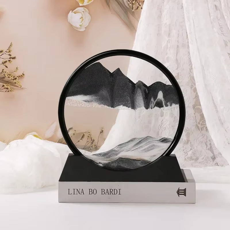 Rörlig sandkonst - Rund ram med ställ för bordsdisplay