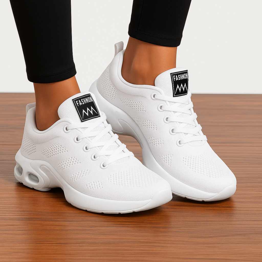 Sneakers för dam med snörning – Stickad ovandel och platåsula