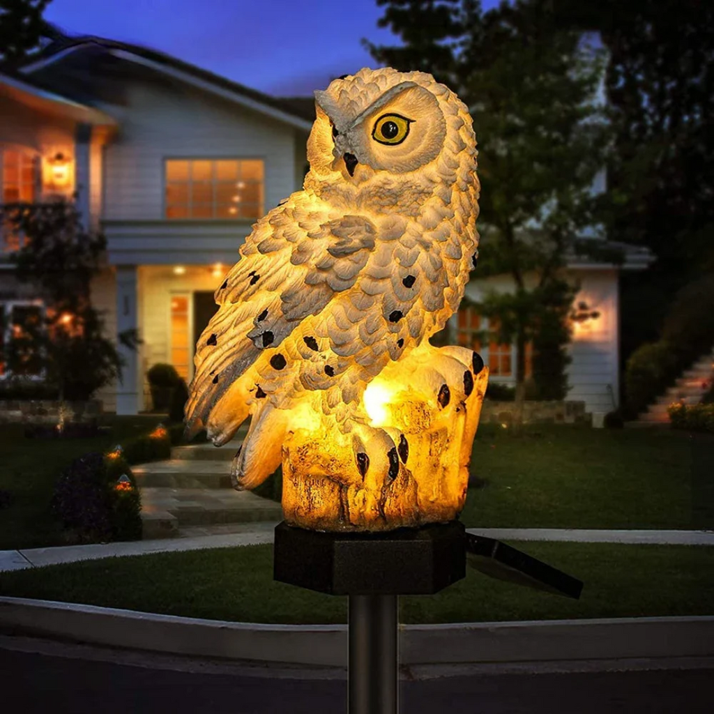 Soldriven trädgårdslampa – Uggla med markspett