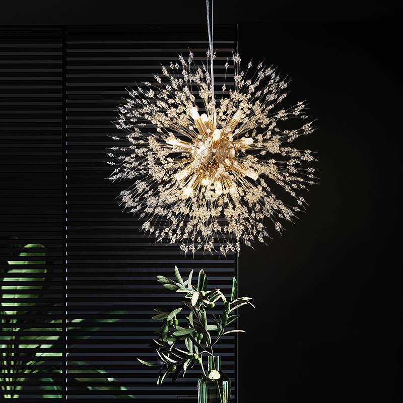 Taklampa med maskrosdesign - Infälld modell med grenar och kristallpärlor