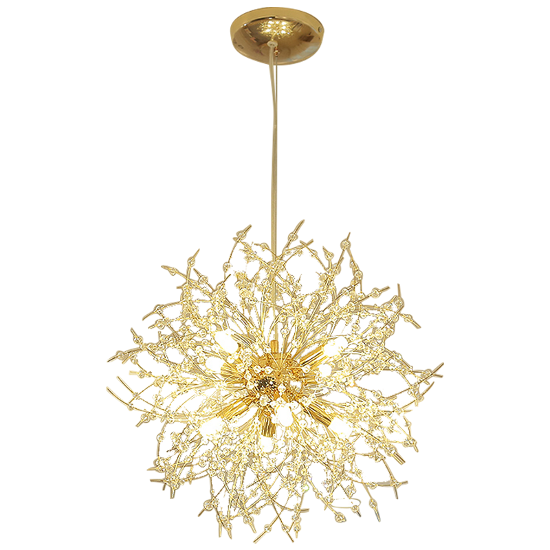 Taklampa med maskrosdesign - Infälld modell med grenar och kristallpärlor