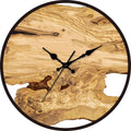 Väggklocka – Rund med naturlig träkant