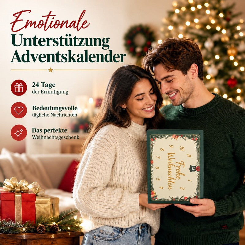 Adventskalender med 24 små figurer och positiva meddelanden