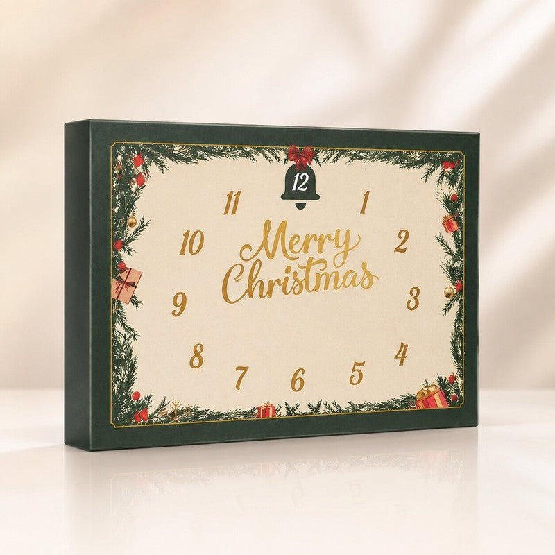 Adventskalender med 24 små figurer och positiva meddelanden