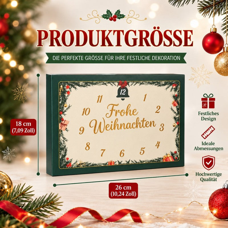 Adventskalender med 24 små figurer och positiva meddelanden
