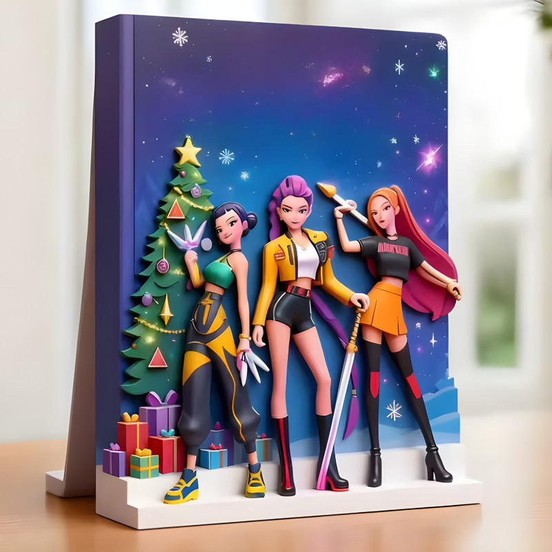 Adventskalender med anime-inspirerade minifigurer och dekorationer