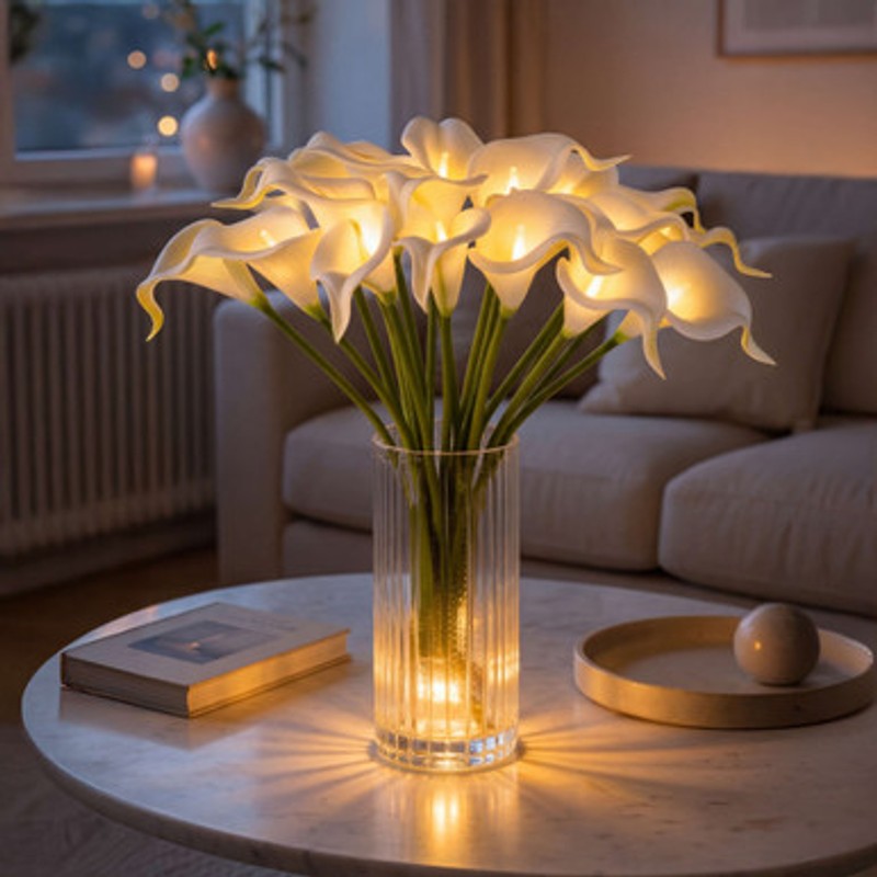 Bordslampa - Dekorativ blomsterarrangemang med integrerad LED-belysning