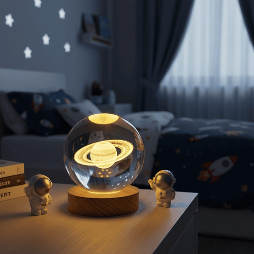 Bordslampa med 3D-motiv och LED-belysning