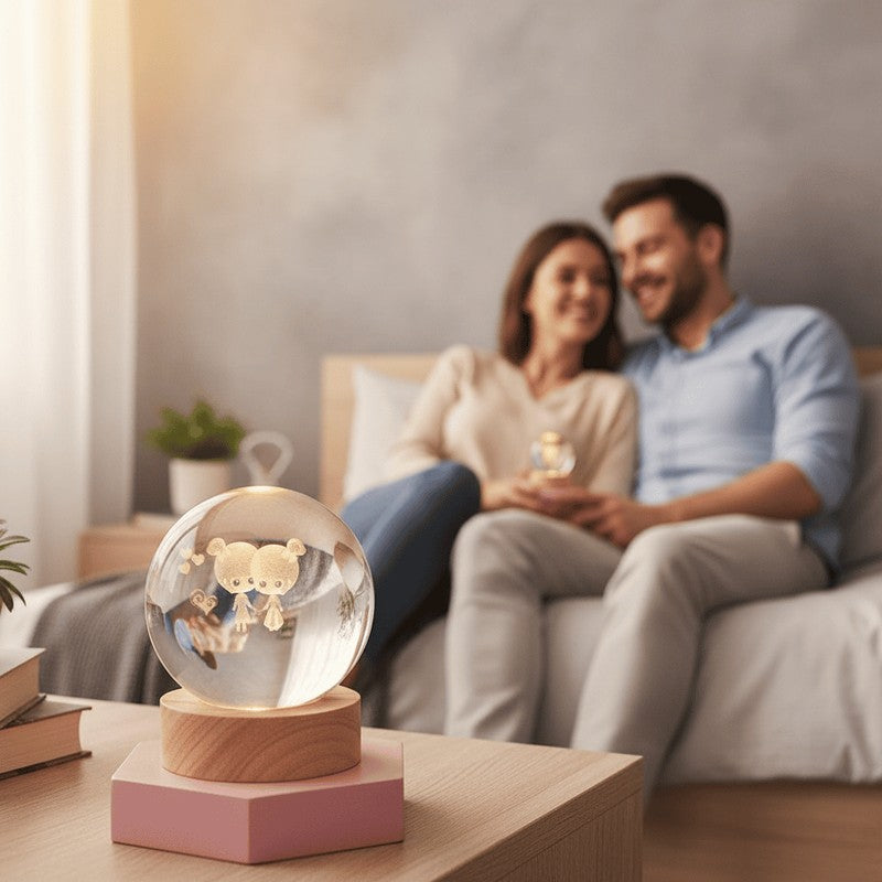 Bordslampa med 3D-motiv och LED-belysning