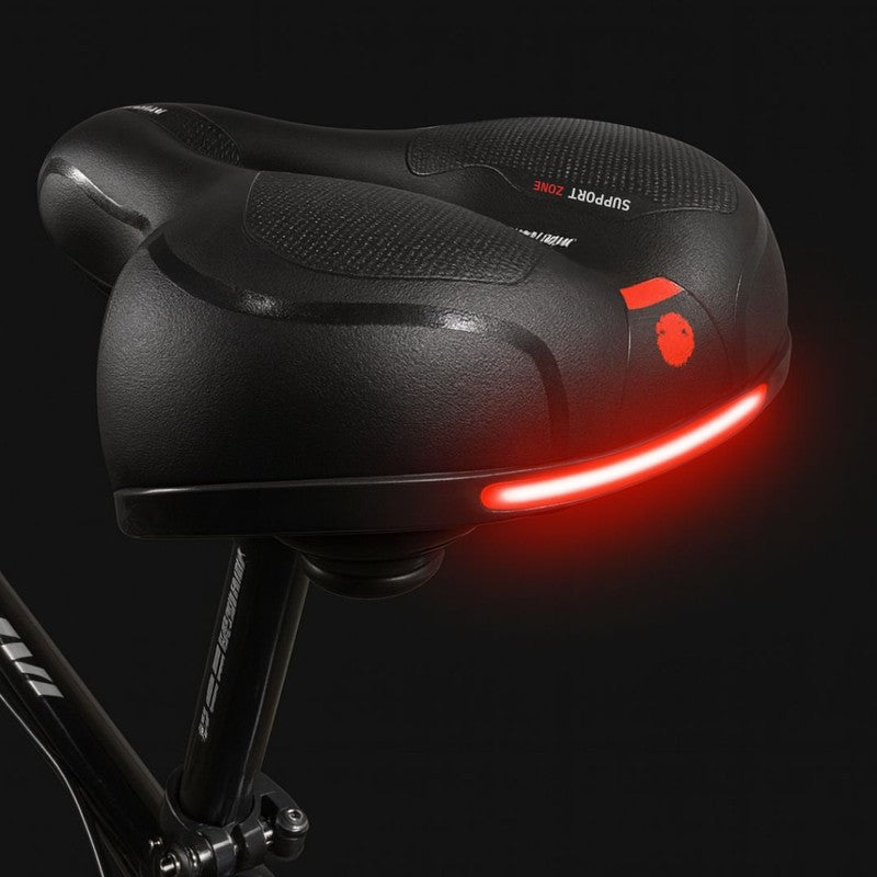 Cykelsadel - Bred med reflekterande remsa