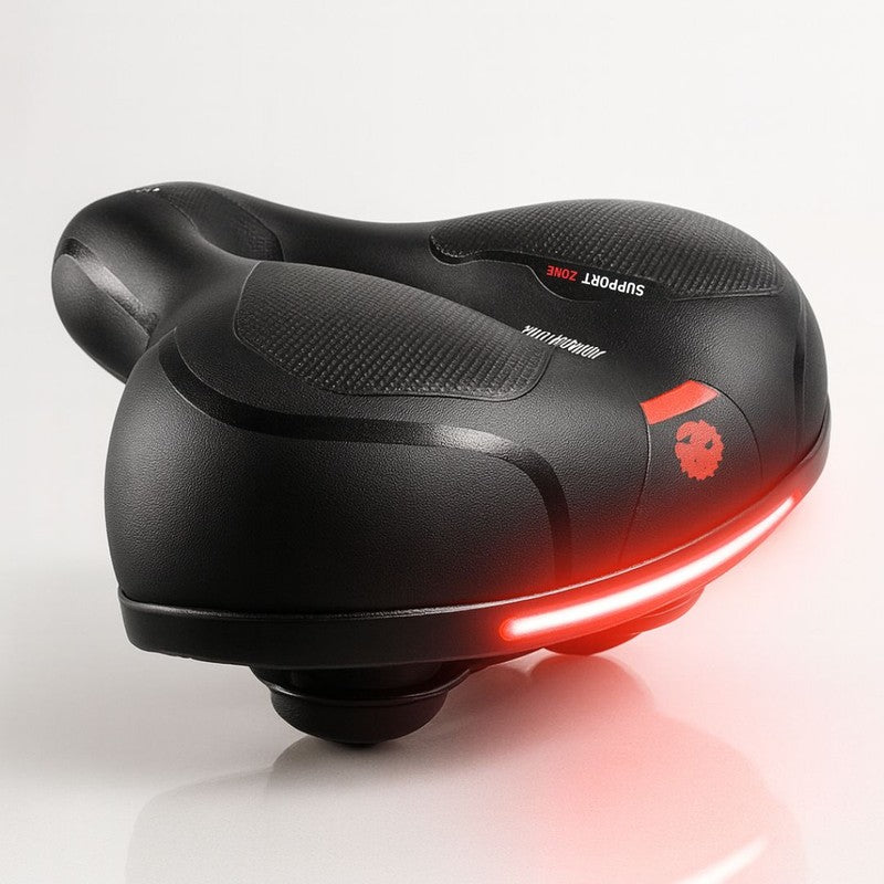 Cykelsadel - Bred med reflekterande remsa