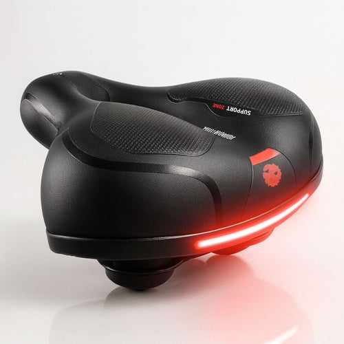 Cykelsadel - Bred med reflekterande remsa