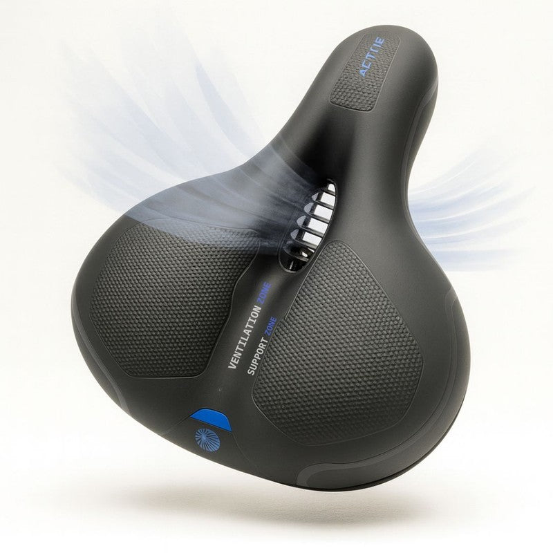 Cykelsadel - Bred med reflekterande remsa
