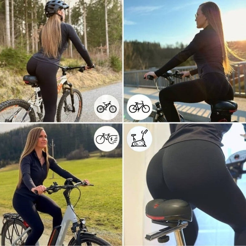Cykelsadel - Bred med reflekterande remsa