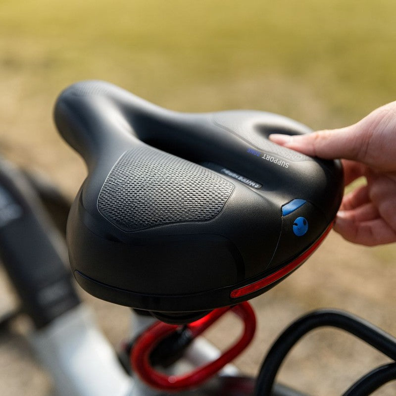 Cykelsadel - Bred med reflekterande remsa