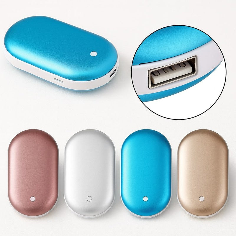 Elektrisk handvärmare med inbyggt powerbank - finns i flera färgvarianter