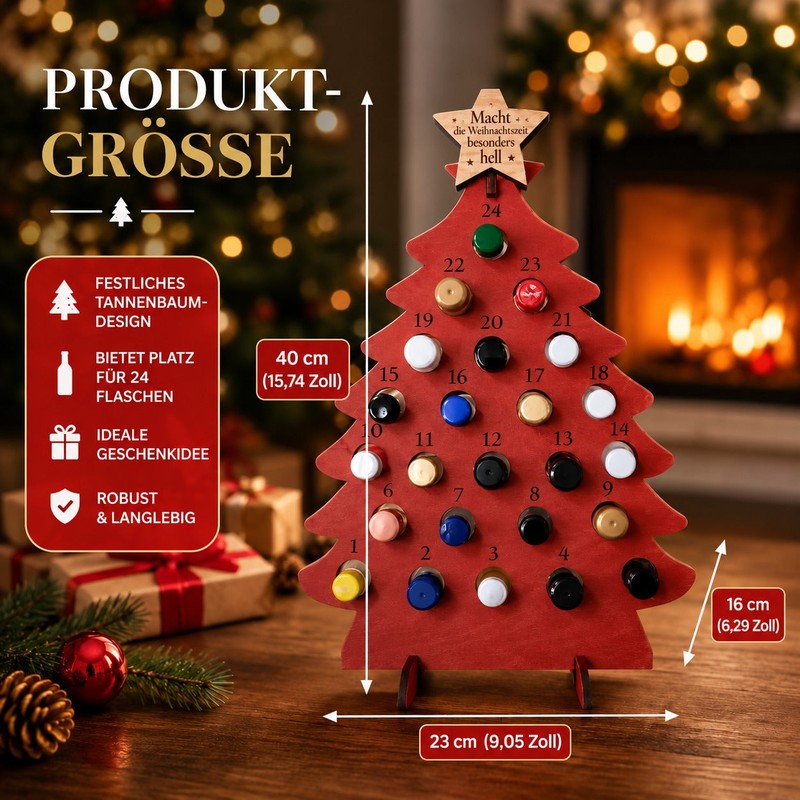 Förvaringsträd till flaskor - Adventskalender med stjärna