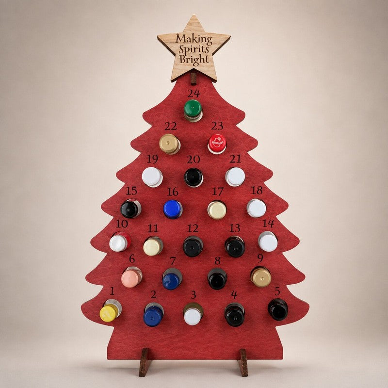 Förvaringsträd till flaskor - Adventskalender med stjärna