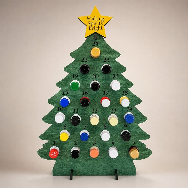 Förvaringsträd till flaskor - Adventskalender med stjärna