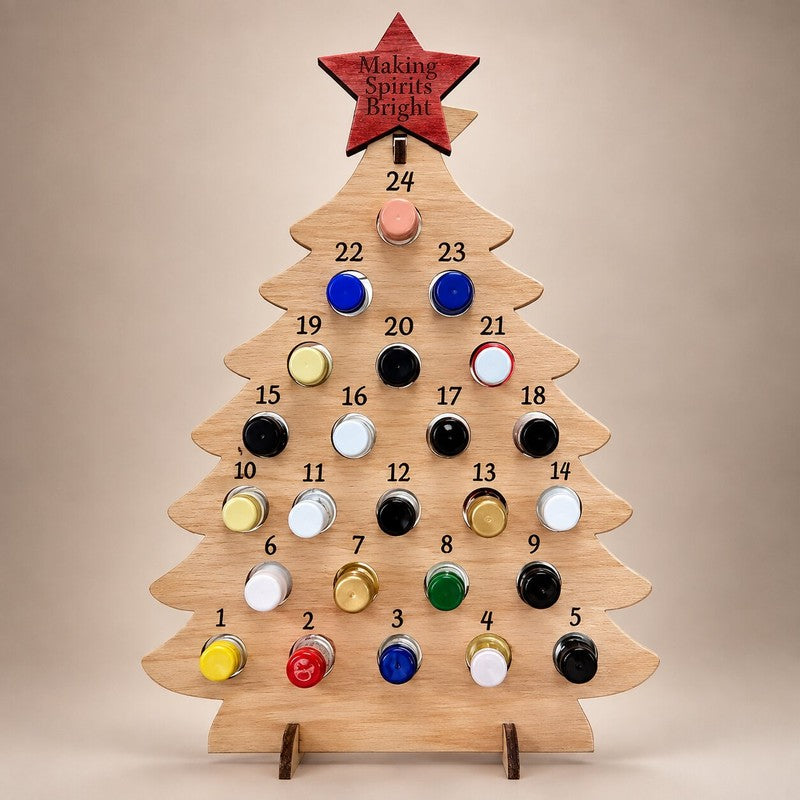 Förvaringsträd till flaskor - Adventskalender med stjärna