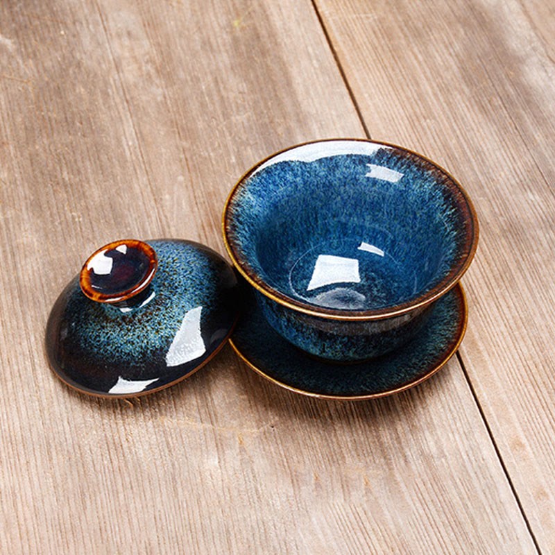 Gaiwan teset med kopp, fat och lock