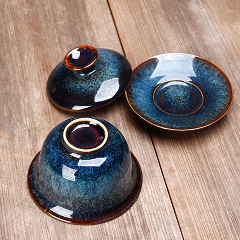 Gaiwan teset med kopp, fat och lock