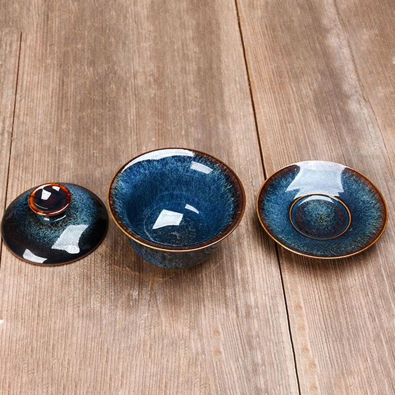 Gaiwan teset med kopp, fat och lock