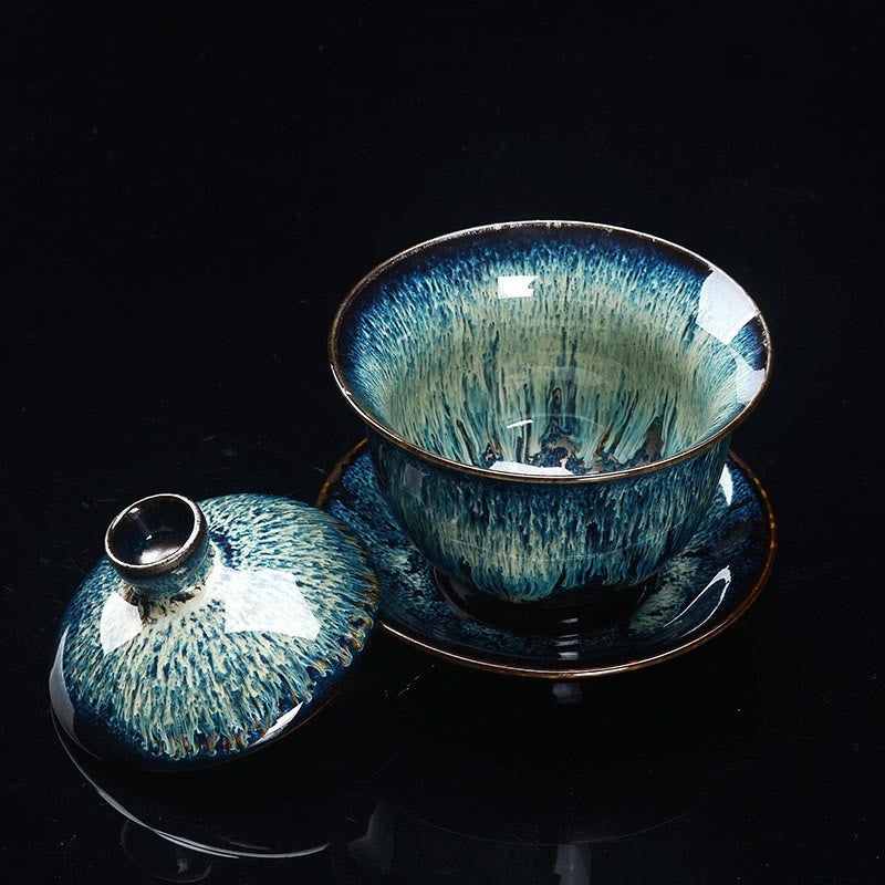 Gaiwan teset med kopp, fat och lock